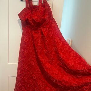 Elegant Red Floral Wedding Dress